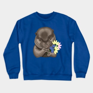 Otter with flowers. Otter lover Crewneck Sweatshirt